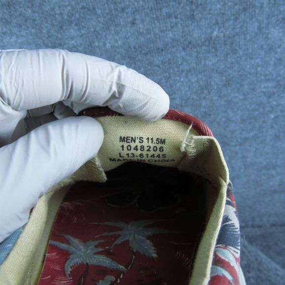 Sperry Floral Men Boat Shoe Size 11.5 Medium‎ Red Fabric Slip On - Picture 7 of 10